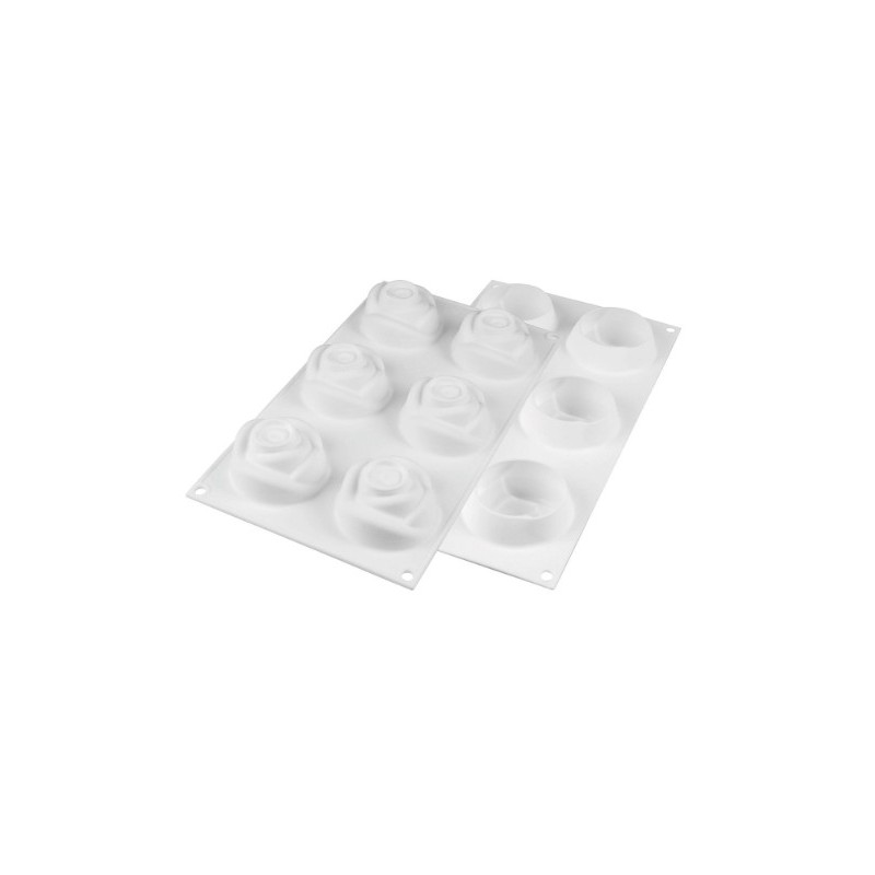 PLAQUE SILICONE 300X175 - 6 roses Ø 70xht55 mm - 143 ml
