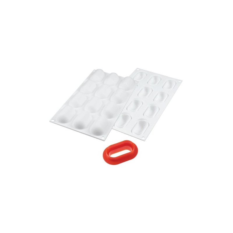 PLAQUE SILICONE 300X175 - 8 mini ovales bombés 58x29xht23 mm - 30ml