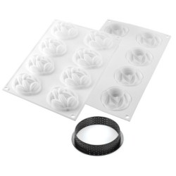 KIT PLAQUE SILICONE - 8 tartelettes cocoa Ø 70xht20 mm - 36ml