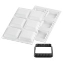 KIT PLAQUE SILICONE - 6 tartelettes carrées 80x80xht20 mm - 62ml