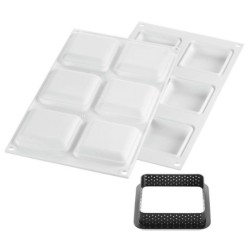 KIT PLAQUE SILICONE - 6 tartelettes carrées 80x80xht20 mm - 62ml