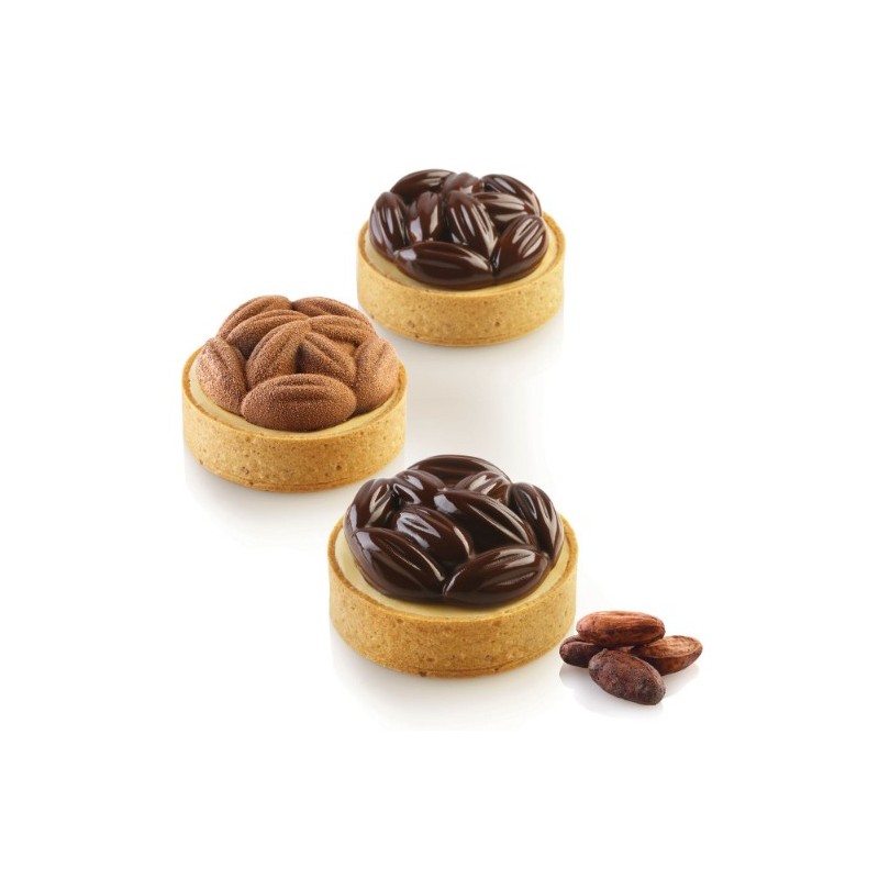 KIT PLAQUE SILICONE - 8 tartelettes cocoa Ø 70xht20 mm - 36ml