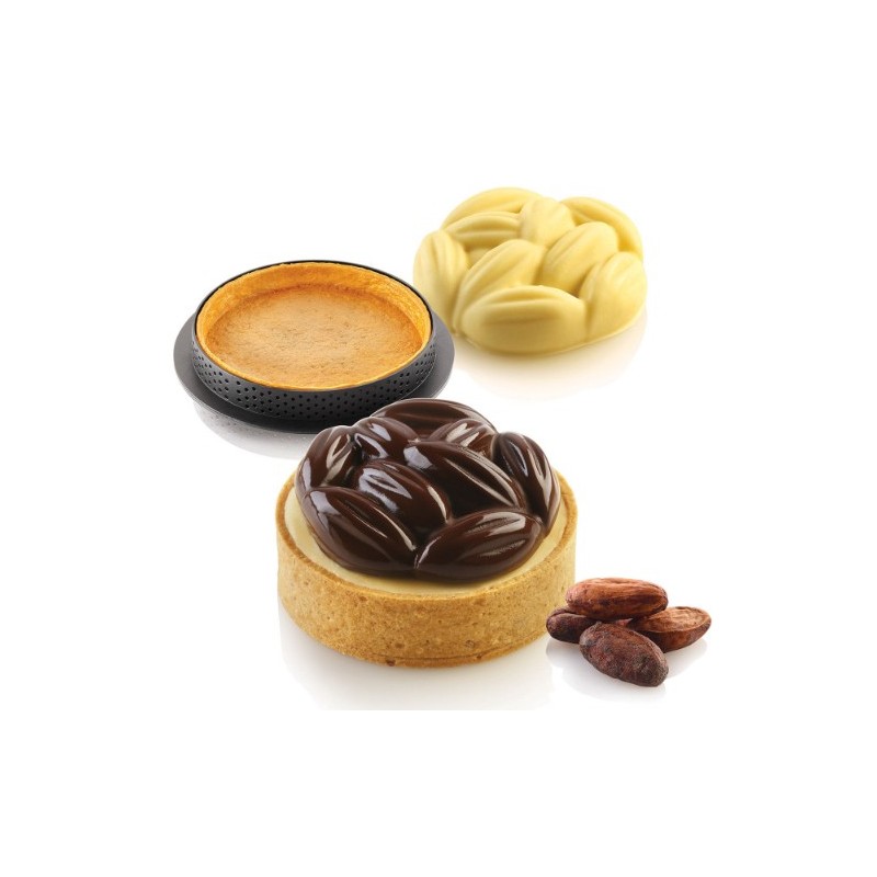 KIT PLAQUE SILICONE - 8 tartelettes cocoa Ø 70xht20 mm - 36ml