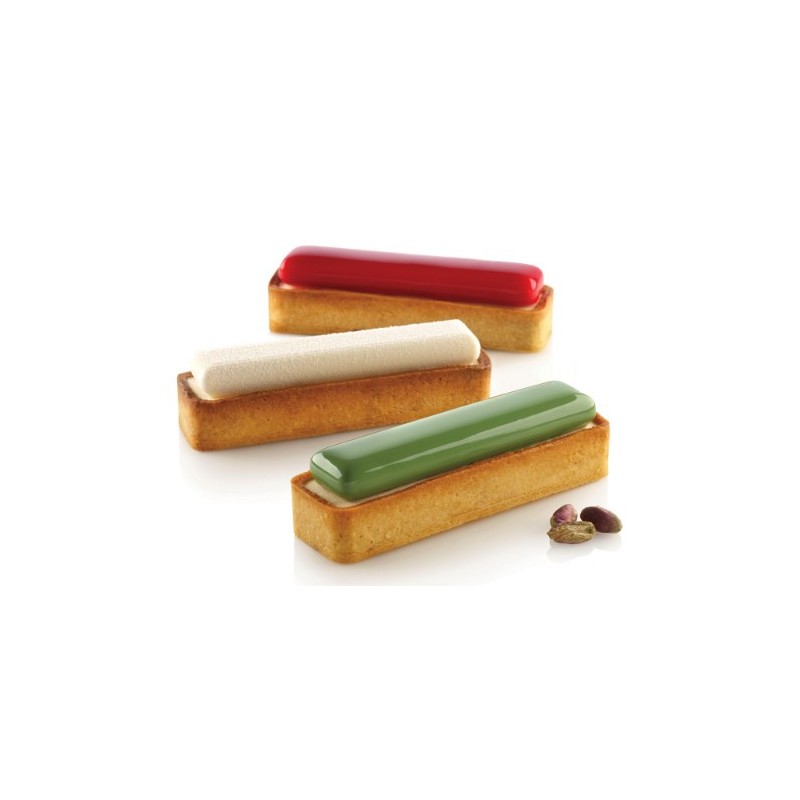 KIT PLAQUE SILICONE - 6 tartelettes rectangles 120x35xht20 mm - 26ml