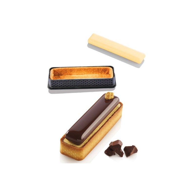 KIT PLAQUE SILICONE - 6 tartelettes rectangles 120x35xht20 mm - 26ml