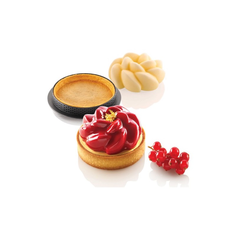 KIT PLAQUE SILICONE - 6 tartelettes fleur Ø 80xht20 mm - 90ml