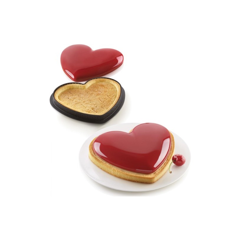 KIT MOULE SILICONE - 1 tarte cœur 205x190xht20 mm - 460ml