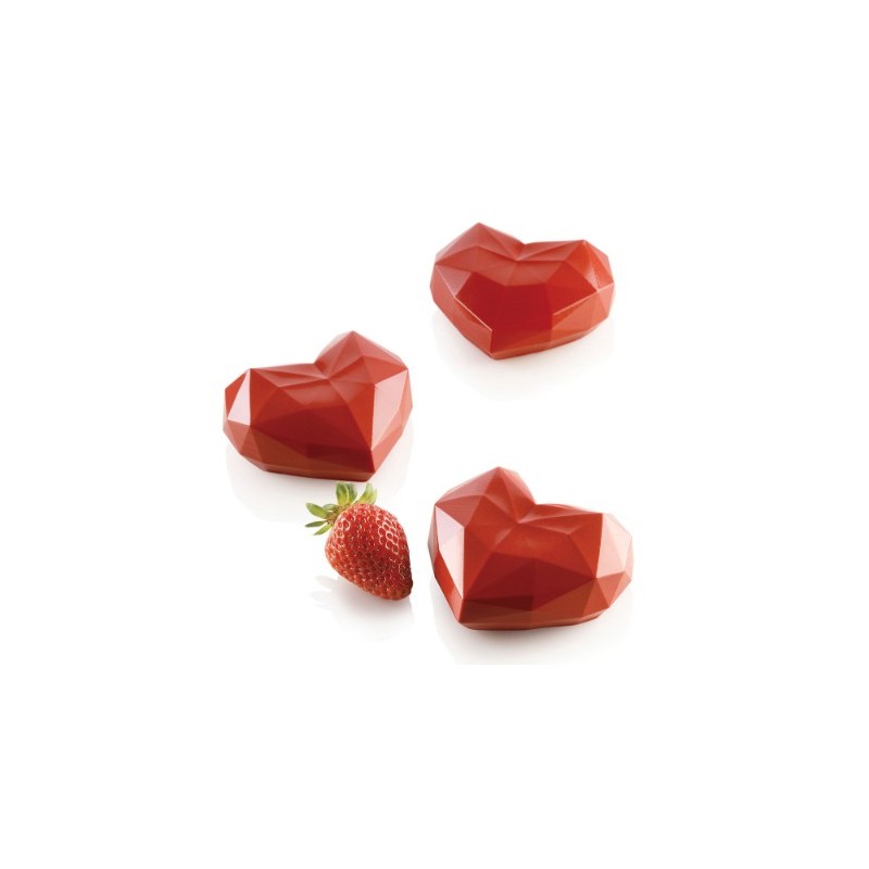 PLAQUE SILICONE 300X175 - 6 cœurs origami 82.6x74xht35 mm - 110ml