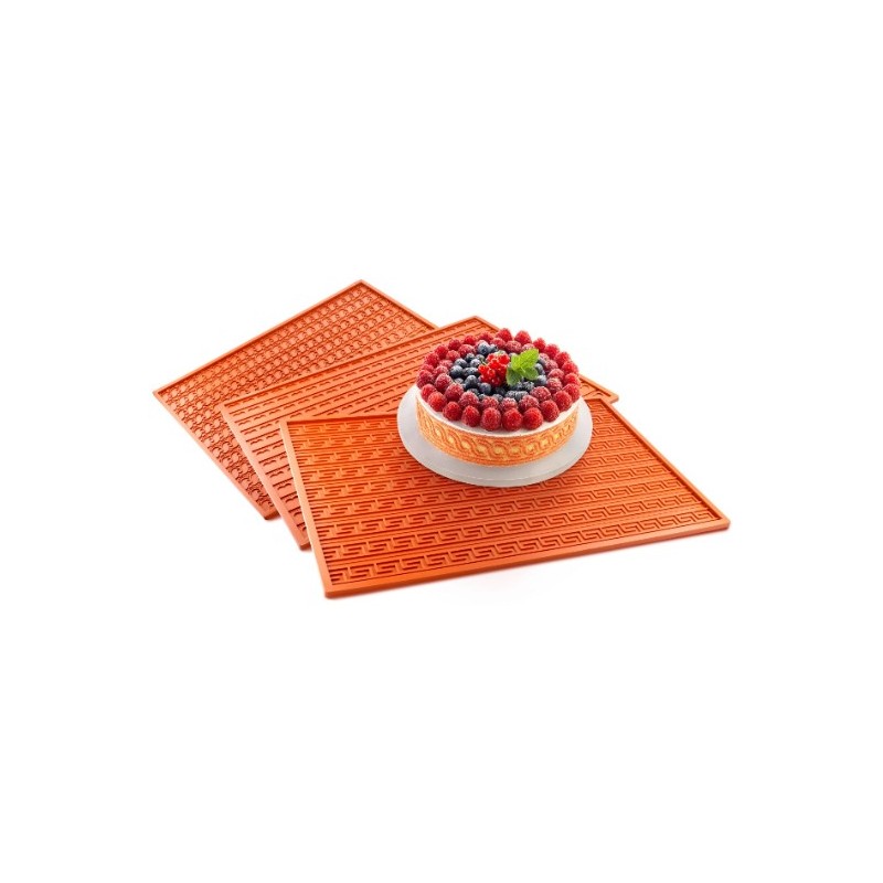 PLAQUE RELIEF SILICONE 560X390 - Motif fleurs 30 mm