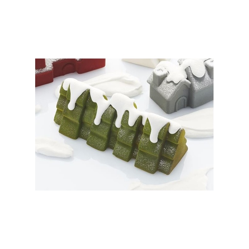 MOULE SILICONE BUCHE - Décor forêt 250x97xht95 mm - 1065ml