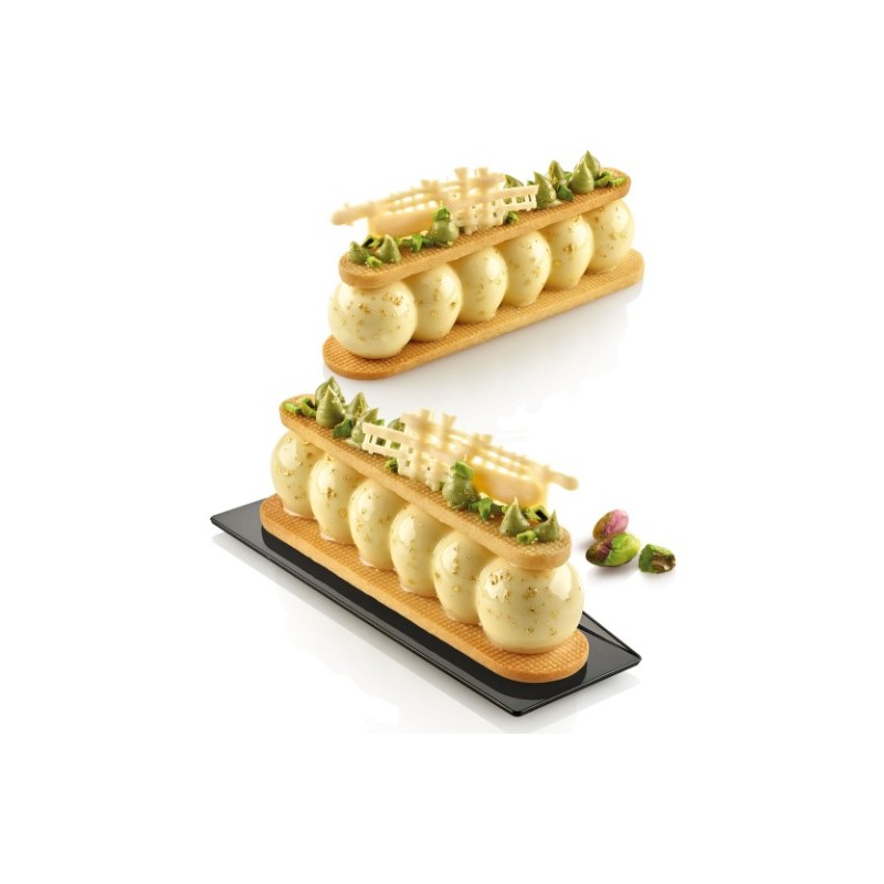 PLAQUE SILICONE 300X175 - 8 truffles éclairs 130x30.5xht27.5 mm - 75m