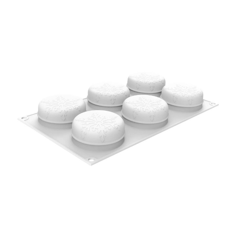 PLAQUE SILICONE 300X175 - 6 flocons Ø 70xht30 mm - 110ml