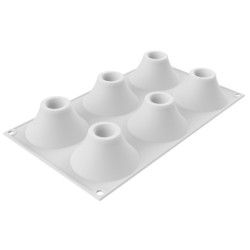 PLAQUE SILICONE 300X175 - 6 volcans vesuvio Ø 80xht40 mm - 85ml