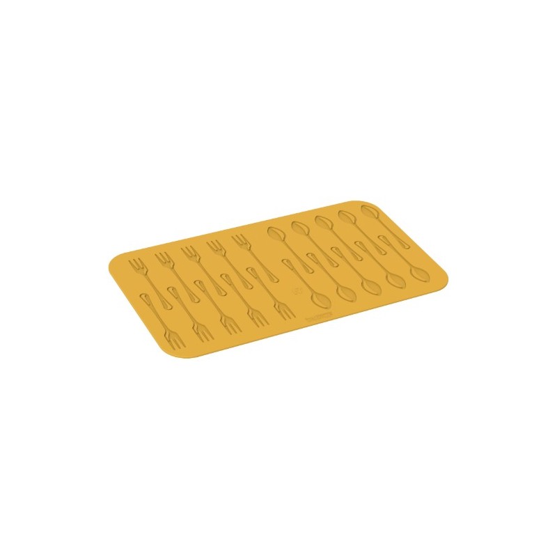 PLAQUE SILICONE 470X270 - 20 fourchettes / cuillères 140xht2.2 mm