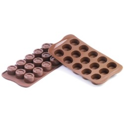 PLAQUE SILICONE CHOCOLAT - 15 ronds Ø 28xht20 mm - 10ml