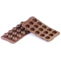 PLAQUE SILICONE CHOCOLAT - 15 boules Ø 28xht20 mm - 10ml