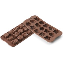 PLAQUE SILICONE CHOCOLAT - 15 sujets springlife 36x26xht15 mm - 7.5ml