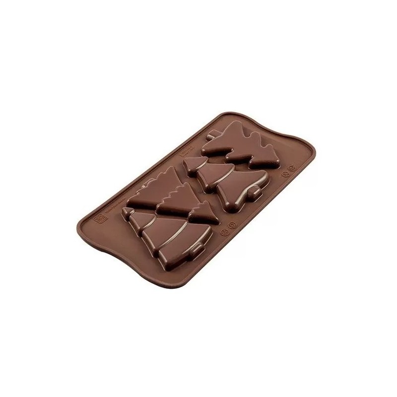 PLAQUE SILICONE CHOCOLAT - 4 sapins 56x75xht8 mm - 13ml