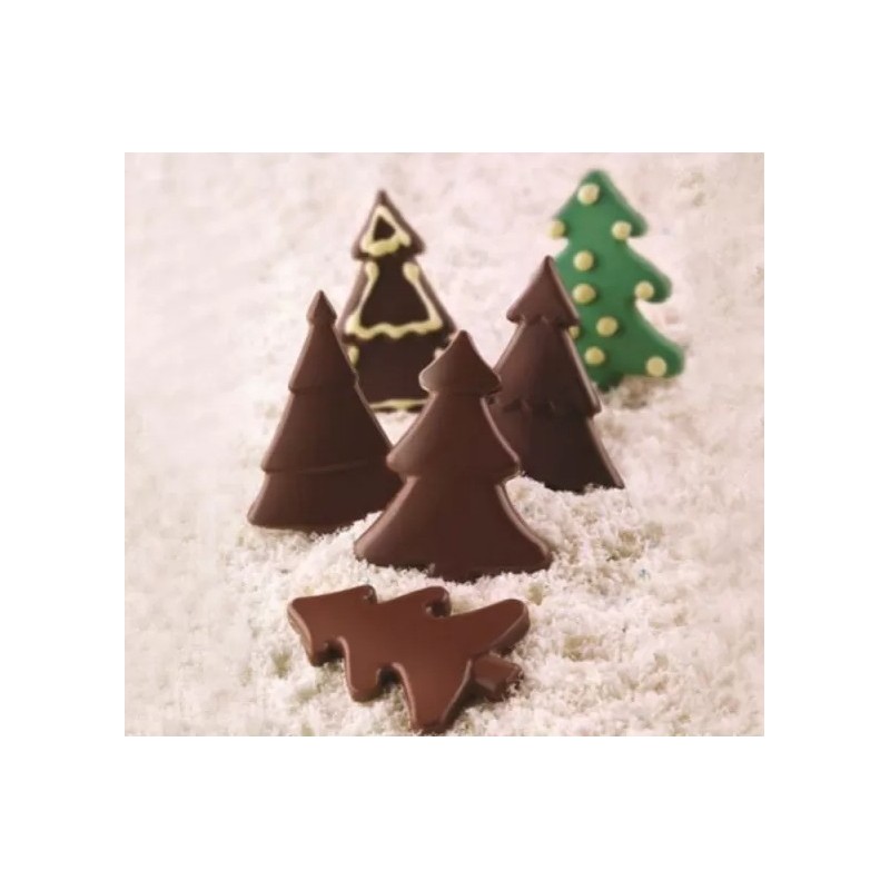 PLAQUE SILICONE CHOCOLAT - 4 sapins 56x75xht8 mm - 13ml