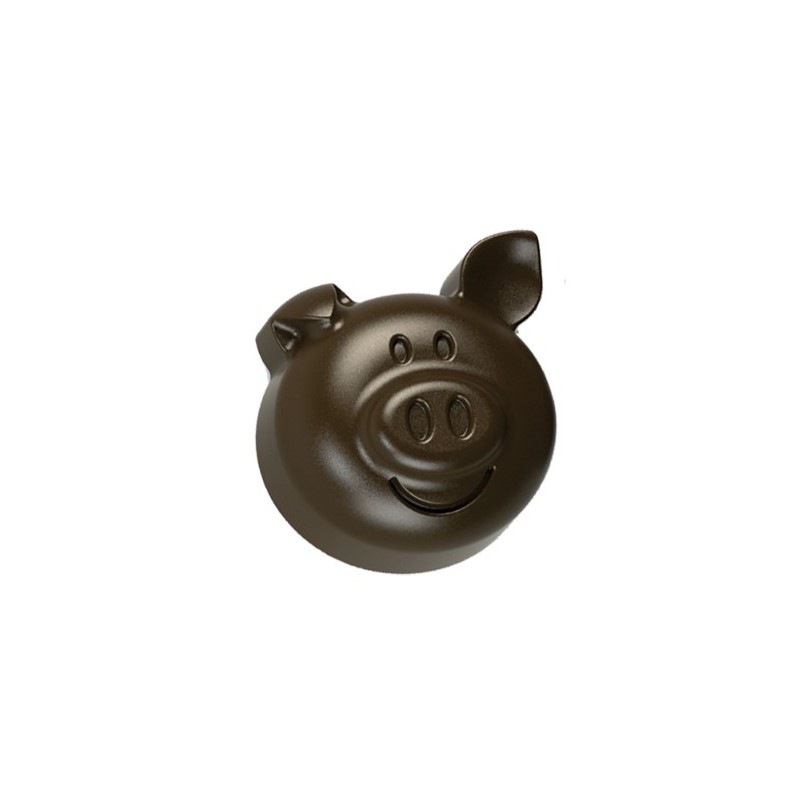 PLAQUE SILICONE CHOCOLAT - 15 têtes de cochons 31x29xht15 mm - 8ml