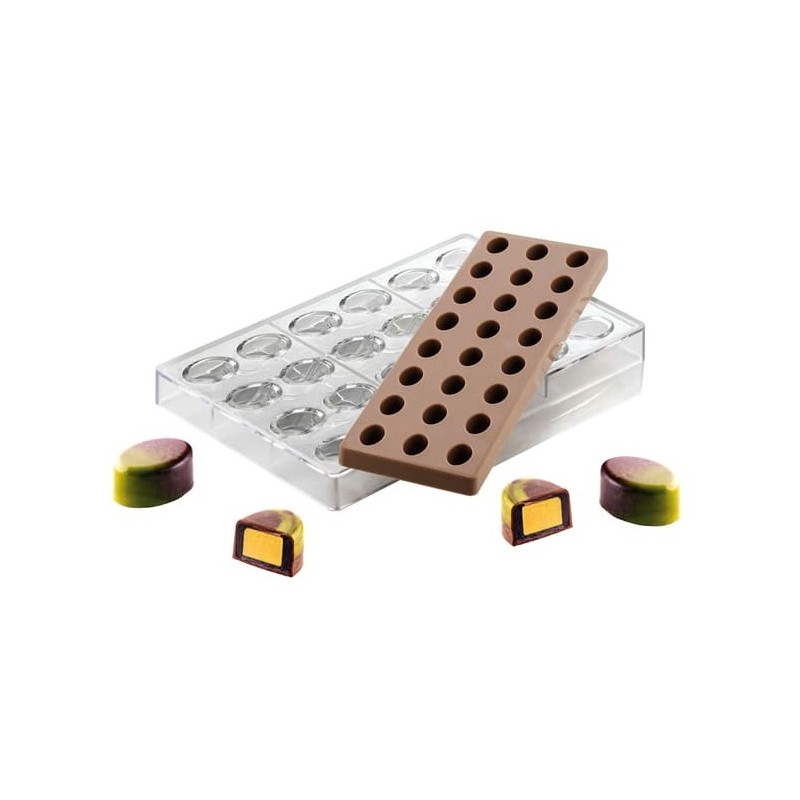 KIT MOULE POUR CHOCOLAT - 24 ovales 33x23xht15 mm - 8.5ml