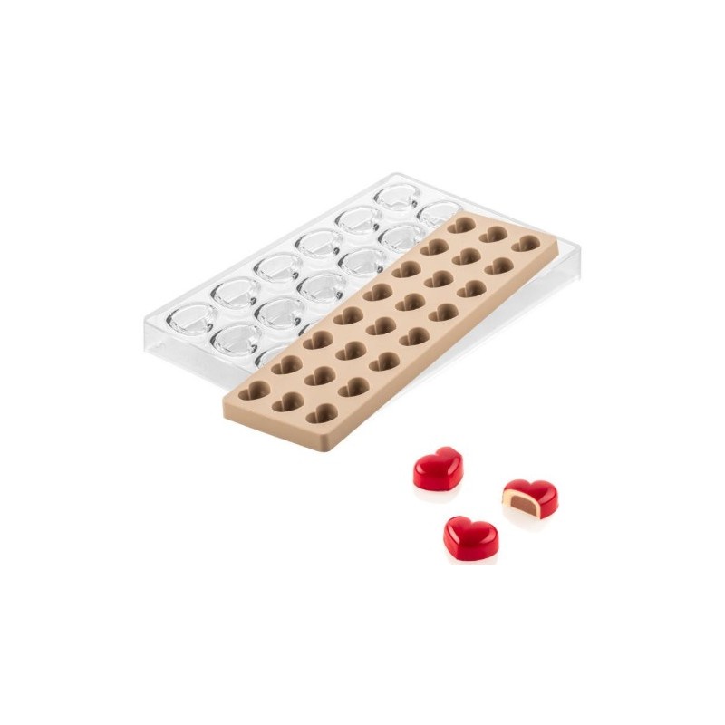 KIT MOULE POUR CHOCOLAT - 24 cœurs 32x27xht17 mm - 9.4ml