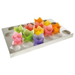 PLAQUE INOX DE CALAGE TULIPCUPS 56x36 ht 38 cm - 22 alvéoles Ø7.5 cm