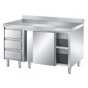MEUBLE INOX PORTES COULISSANTES ET BLOC TIROIRS