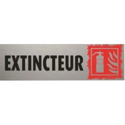 PLAQUE PVC ALU ADHÉSIVE 170x50 MM "Extincteur"