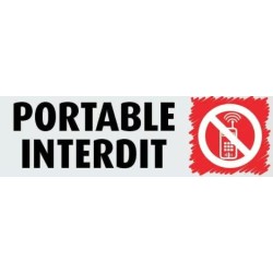 PLAQUE PVC ALU ADHÉSIVE 170x50 MM "Portable interdit"
