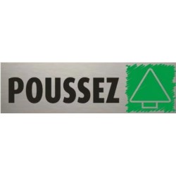 PLAQUE PVC ALU ADHÉSIVE 170x50 MM "Poussez Flèche verticale"