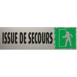 PLAQUE PVC ALU ADHÉSIVE 170x50 MM "Issue de secours"