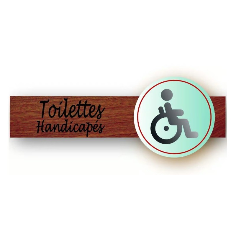 PLAQUE DUOSIGN S/SUPPORT BOIS 220x85 MM "Toilettes handicapés"
