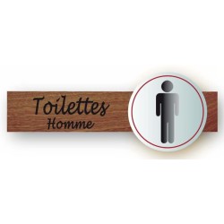 PLAQUE DUOSIGN S/SUPPORT BOIS 220x85 MM "Toilettes Homme"