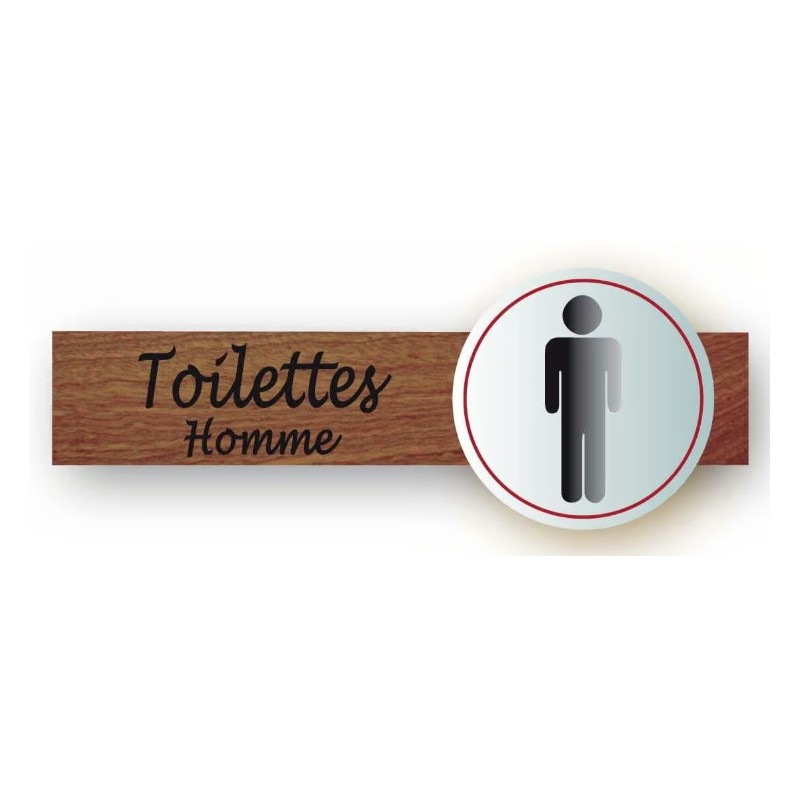 PLAQUE DUOSIGN S/SUPPORT BOIS 220x85 MM "Toilettes Homme"
