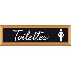 PLAQUE TERRA FAUX CADRE BOIS 170x50 MM "Toilettes femme"