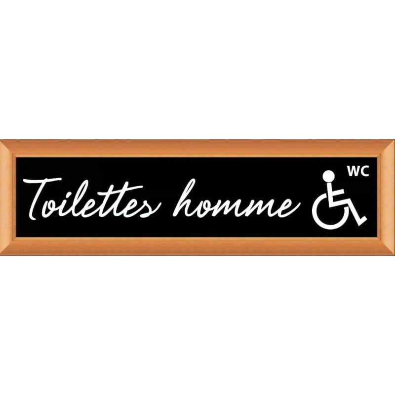 PLAQUE TERRA FAUX CADRE BOIS 170x50 MM "Toilettes handicapé homme"