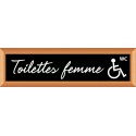 PLAQUE TERRA FAUX CADRE BOIS 170x50 MM "Toilettes handicapé femme"