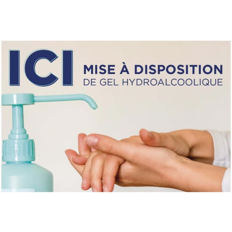 PANCARTE PVC 300x200 mm Ici mise à disposition gel hydroalcoolique + 