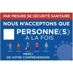 PANCARTE PVC 300x200 mm Mesure sécurité nbre personnes à la fois + ad