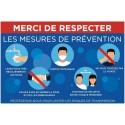 PANCARTE PVC 300x200 mm Merci de respecter les mesures de prévention 