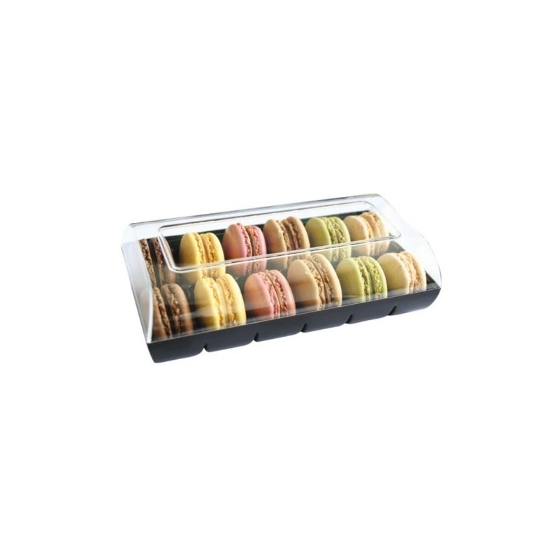 BOITE 12 MACARONS NOIRE AVEC COUVERCLE - 185x100 ht 53 mm (lot de 48)