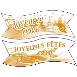 BANDEROLE AZYME "joyeuses fêtes" 94x30 mm - 2 assortis (x24)