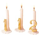 BOUGIE D'ANNIVERSAIRE AVEC SUPPORT - chiffre or - N°7 (x10)