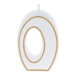 BOUGIE CHIFFRE BLANCHE ET LISERÉ OR - N°0 (x12)