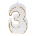 BOUGIE CHIFFRE BLANCHE ET LISERÉ OR - N°3 (x12)