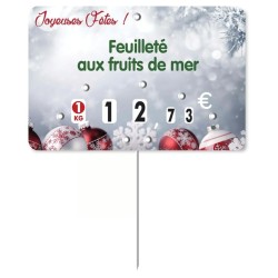 ETIQUETTE Givrée 120x80 mm à texte, à roulettes, pique inox