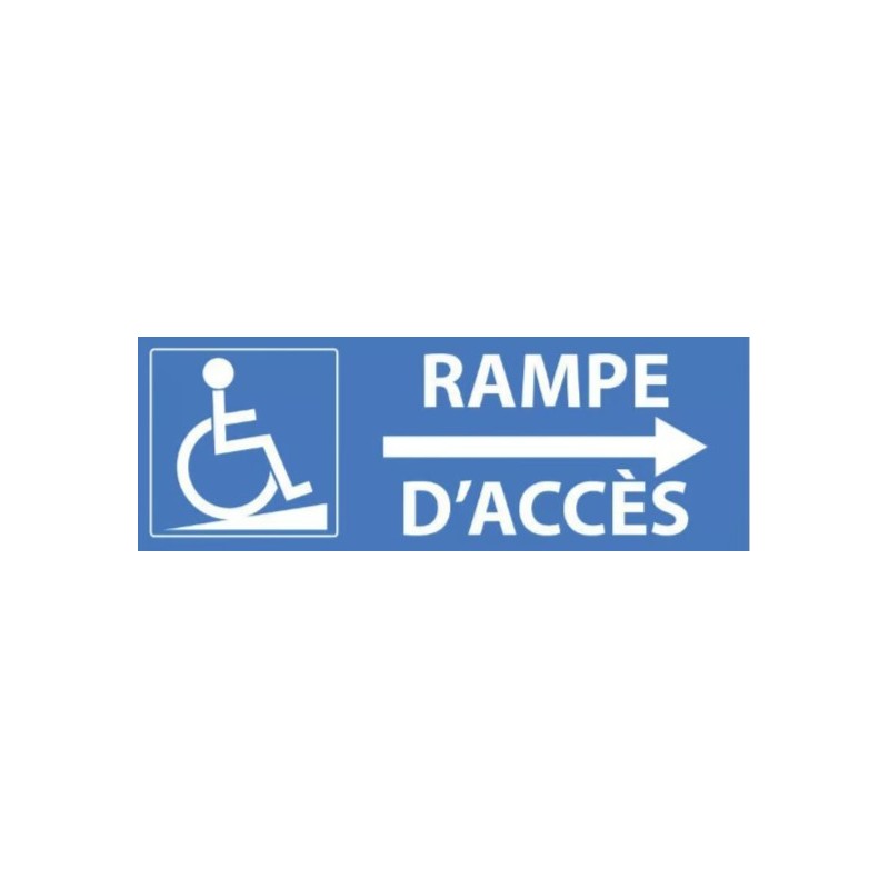 PANCARTE adhésive 210x75 mm "Rampe d'accès PMR à droite"
