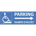 PANCARTE adhésive 210x75 mm "Parking rampe d'accès PMR à droite"