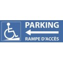 PANCARTE adhésive 210x75 mm "Parking rampe d'accès PMR à gauche"